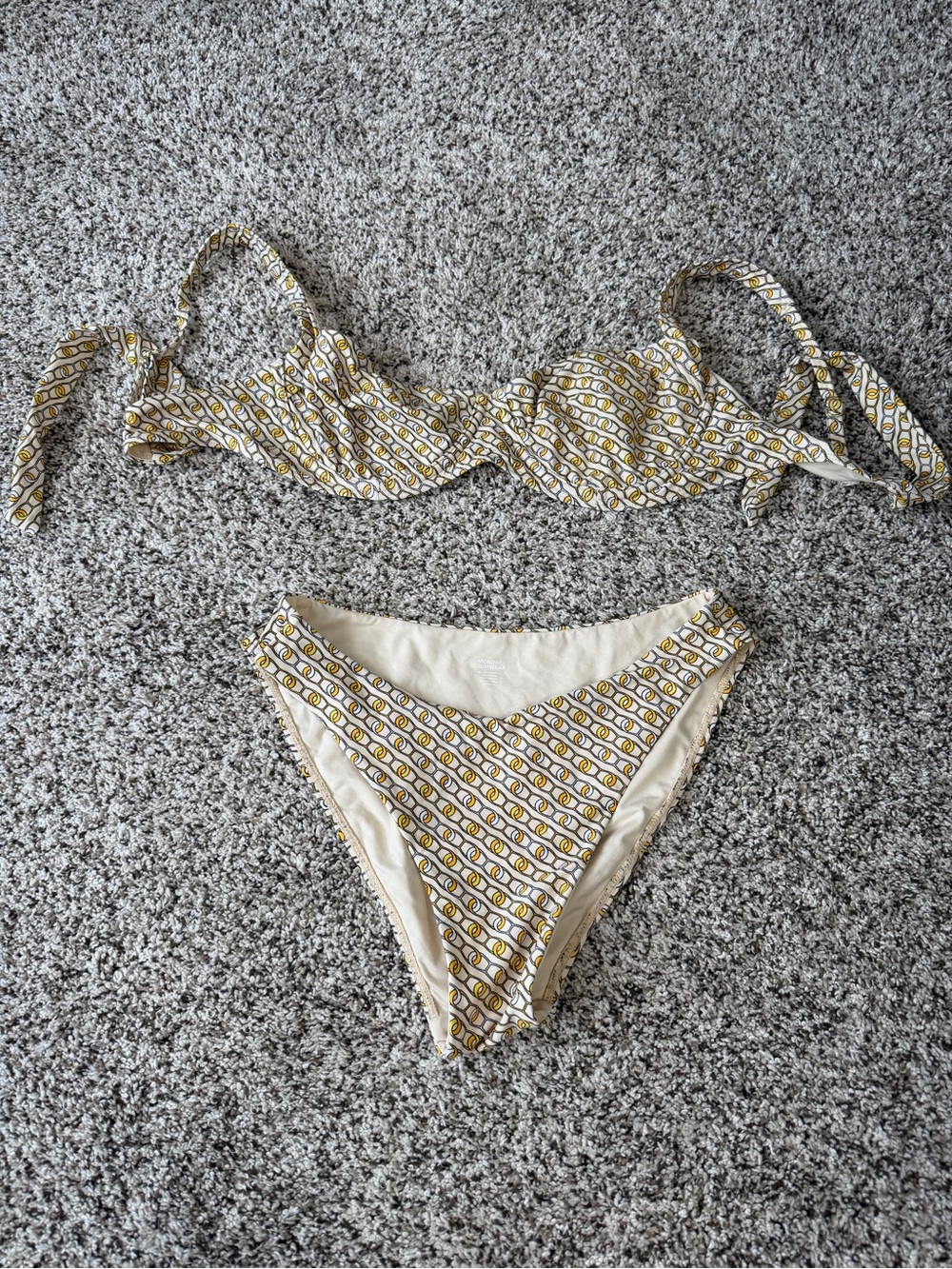 Monday Swimwear Yellow and White Patterned Bikini